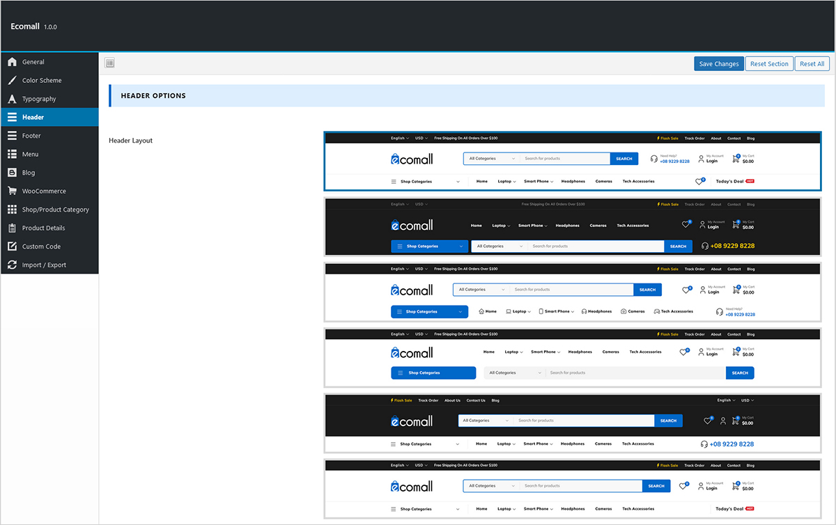 Header Layout