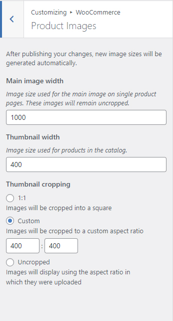 Product Image Sizes